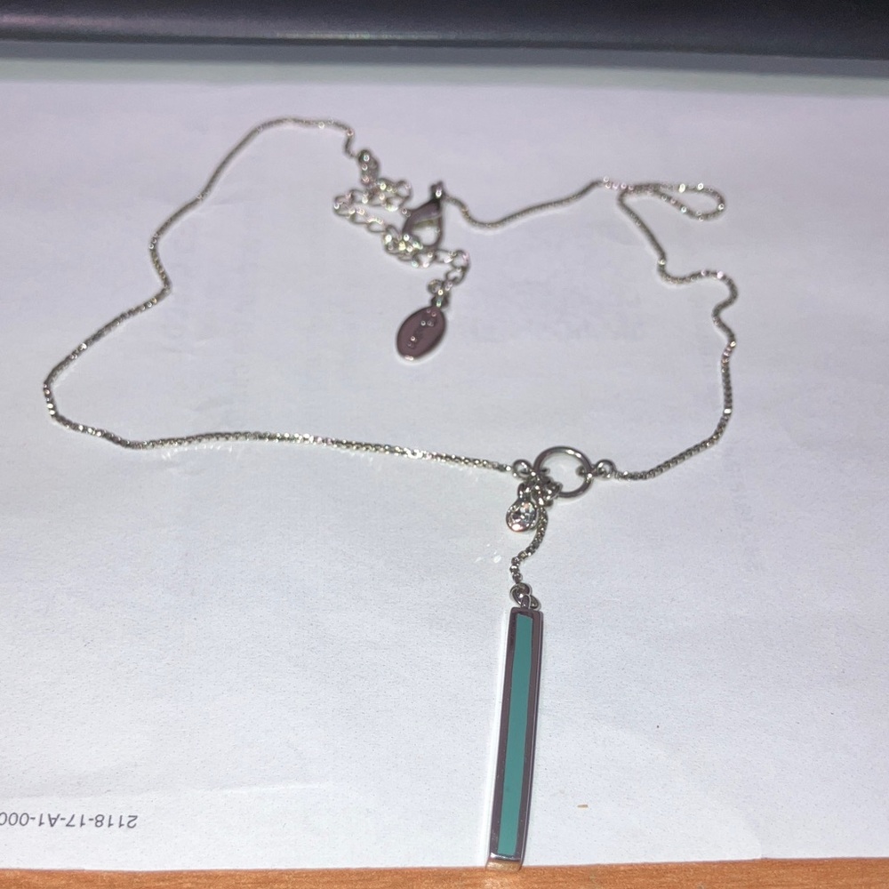 Gwen Silver Necklace with Turquoise Bar Pendant